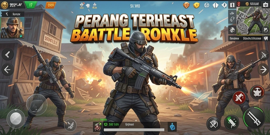 Screenshot gameplay 95PGPLAY menampilkan pertarungan intens dalam Battle Royale.