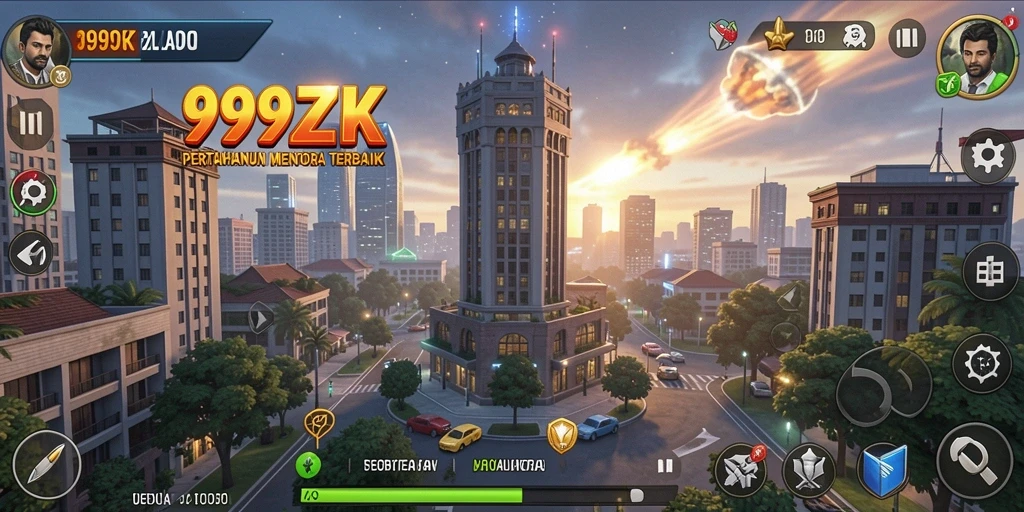 Gameplay intens dalam Tower Defense di 999ZK.