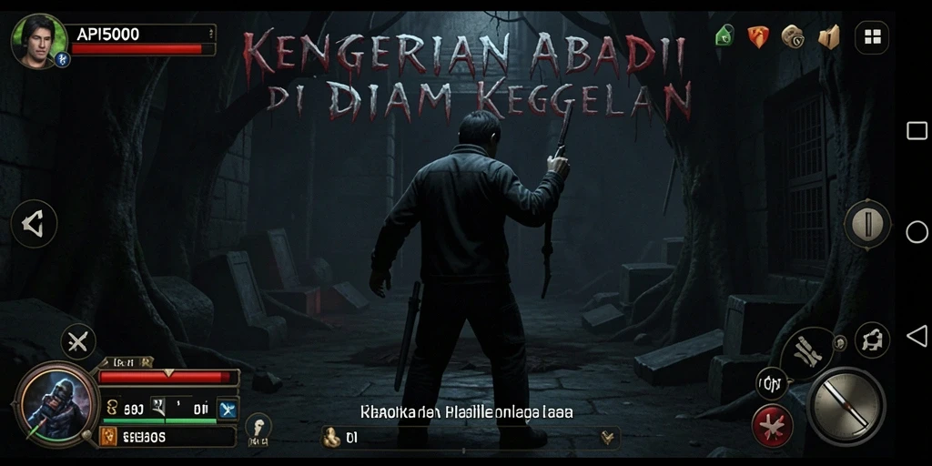 Screenshot gameplay API5000 menampilkan momen menakutkan dalam gelap.