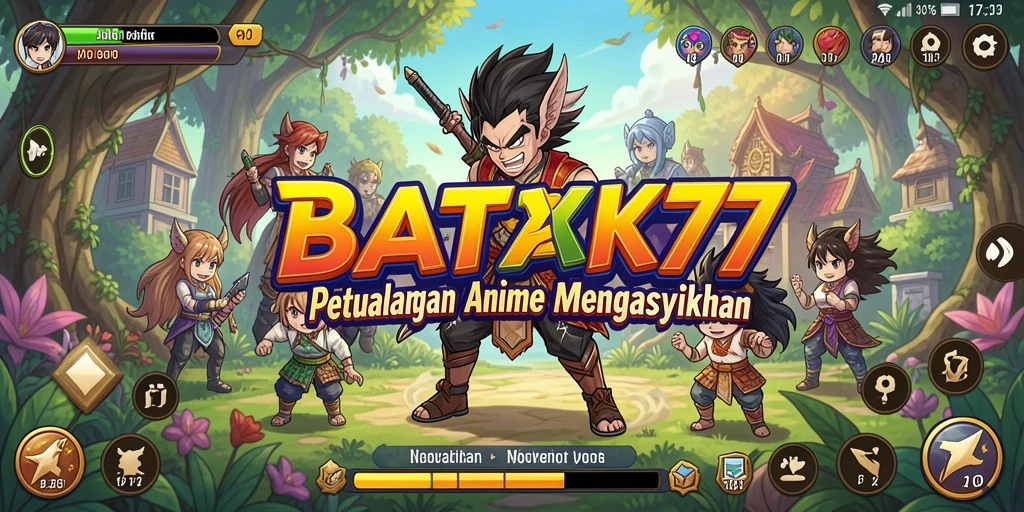 Tampilan menarik dalam gameplay BATIK77 menampilkan karakter anime yang beraksi.