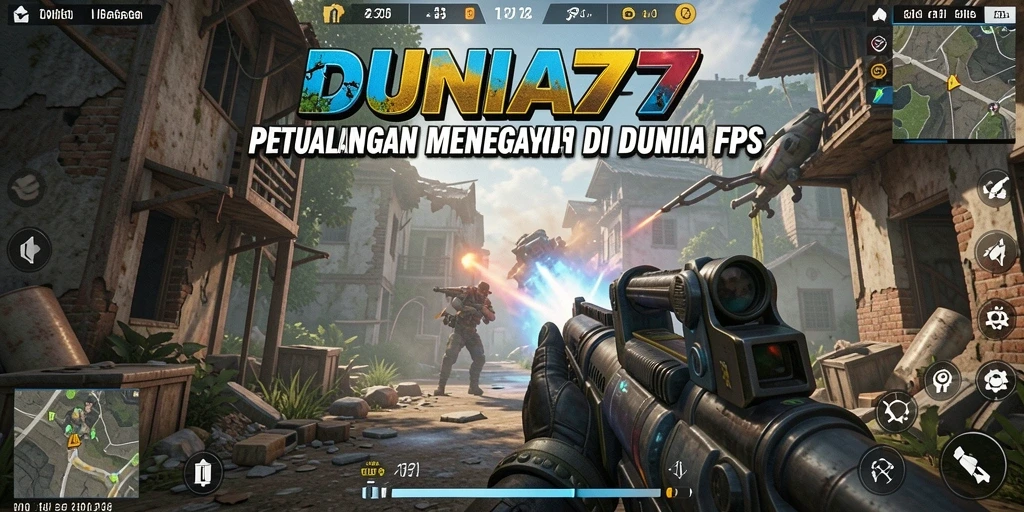 Tampilan gameplay FPS yang mendebarkan dalam DUNIA77.