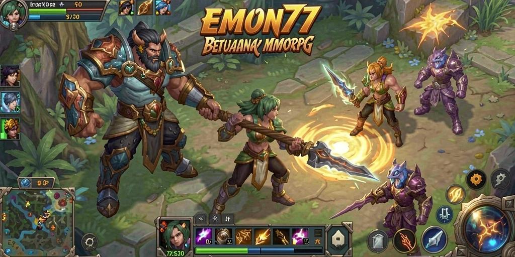 Screenshot gameplay EMON77 yang menampilkan aksi seru di dunia MMORPG.