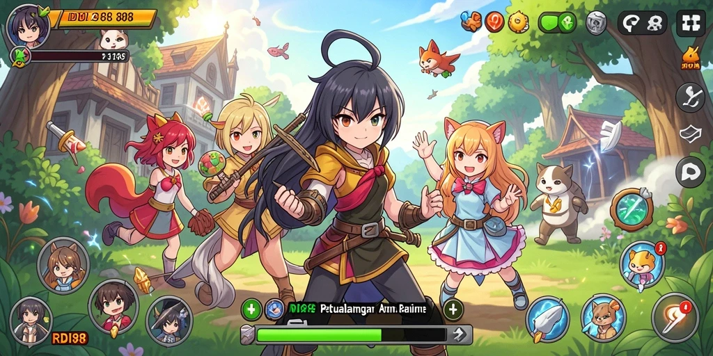 Screenshot utama RDI88 yang menampilkan aksi bertarung seru di dunia anime.