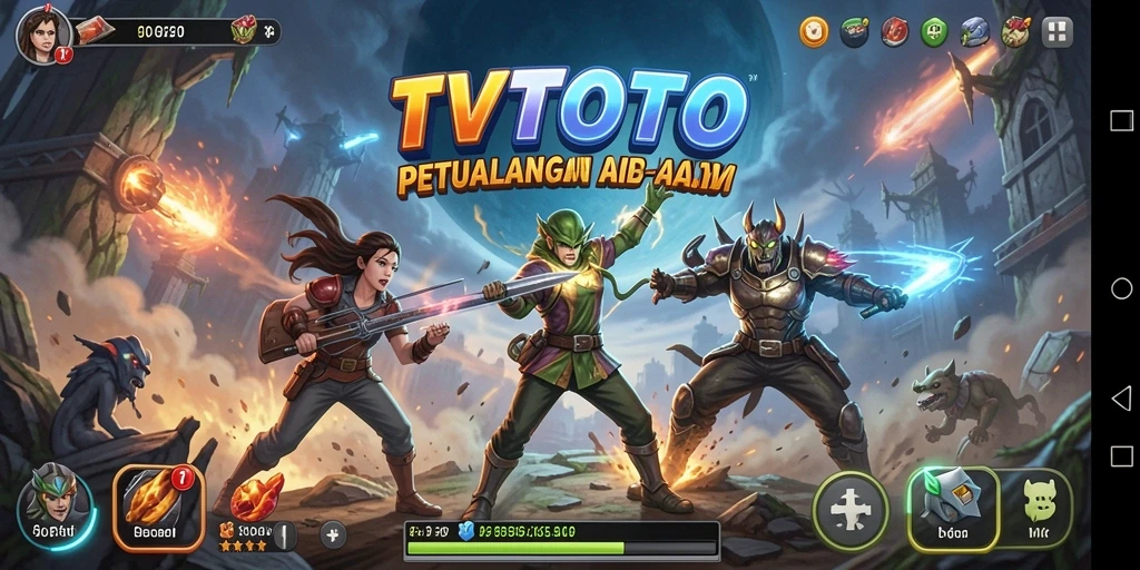 Screenshot TVTOTO menampilkan aksi intens dan grafis yang memukau.