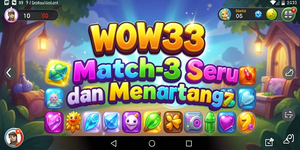 Tangkapan layar WOW33 menunjukkan momen seru gameplay Match-3.