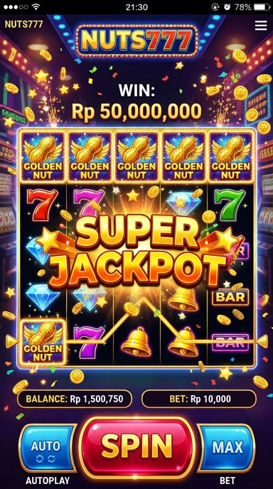 Tampilan antarmuka pengguna di aplikasi nuts777.